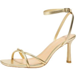 Womens Sandals Strappy Kitten Heels for Women Square Open Toe Strappy Heels Comfortable Heels for Party, Wedding and Daily Wearing, Size 8.5