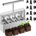 Soil Blocker, 2 Inch Soil Block Maker with 3 Sizes Seed Pins & Comfortable Handle 4 Cell Hand held Soil Blocking Tool for Seed Starting, Grow Seedling, Outdoor Plants, Greenhouses, Garden