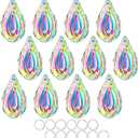 HDCRYSTALGIFTS 12pcs Suncatcher Crystal 50mm AB Loquat Shape Chandelier Parts Drops Prisms Hanging Crystal Sun Catchers,Colorful Glass Ornaments for Christmas Tree