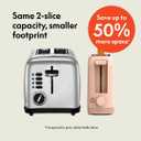 bella 2 Slice Slim Toaster, Fits-anywhere Kitchenware, 6 Setting Shade Control with Reheat & Cancel Buttons, Fits sourdough, 10 Long Slot, Anti Jam & Auto Shutoff, 900 Watt, Blossom