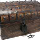 Nautical Cove Handmade Pirate Treasure Chest for Kids Prizes & Classroom with Lock and Skeleton Keys  Lockable Wooden Storage Chest Box, Pirate Decor, Decorative Wooden Box - X-Large 16x11x11