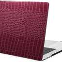 Compatible with New MacBook Air 13.6 inch M4 M3 M2 Case with Retina & Touch ID 2025 2024 2022 Release A2681 A3113 A3240, Sturdy Leather Plastic Protective Laptop Case,Red Crocodile Print