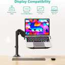 WALI Laptop Desk Mount for 15.6 inch Notebook, Fully Adjustable Single Monitor Arm with Laptop Holder for 32 inch Screen, Laptops Stand with Ventilated Tray, Up to 22 Lbs, (GSDM00LP), Black