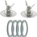 2 Pack of Blender Replacement Parts Blender Ice Crusher Blade with 4 Rubber O Ring Sealing Ring Gasket for Oster Osterizer
