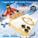 Fingic for iPhone 16 Pro Max Case[Full Camera Len Protector]with Magsafe with Invisible Stand Military Grade Drop Protection Cute Thin Fit Non-Yellowing Clear TPU Rugged Bumper Anti-scratch Case,Gold