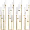4Sets Floor Candelabra Tall 7 Arm Centerpieces for Wedding , 48" Tall Metal Candlestick Holders with Acrylic Lampshade for Home Party Decor Fit LED Taper Candles candelabros para centros de mesa (Gold)