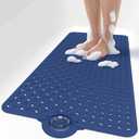 OTHWAY Bath Mat for Tub Non Slip: 39" X 17" Long Bathtub Mat with Hair CatcherBig Drain Holes Shower Mats for Inside ShowerMachine Washable (Navy Blue)