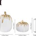 WDS WONDROUS Fall Pumpkin Decor Set of 2, White and Gold Pumpkins for Decorating, Resin Fake Pumpkin Figurines, Harvest Thanksgiving Mantel Table Centerpiece Autumn Home Decoration Gift