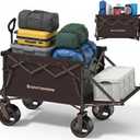 Whitsunday 400L Collapsible Wagon with Tailgate, Folding Heavy Duty Wagon with All-Terrain Big Wheels for Camping,Garden,Beach Max Size Brown
