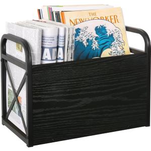 YINMIT Magazine Holder, Magazine Rack Floor, Magazine Storage Basket, Folder Organizer Bin for Books, Newspapers, Tablets (Black) (Medium)