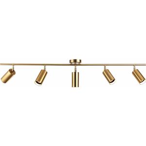 KCO Lighting Modern 5-Lights LED Track Lighting Kit Brushed Brass Kitchen Ceiling Spotlights Light Fixture Mid Century Gold Adjustable Flush Mount Ceiling Spot Light (5 Lights)