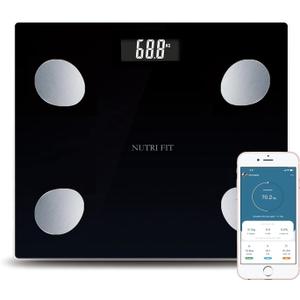 NUTRI FIT Bathroom Weighing Scale for Body Weight and Fat, Digital Smart Scale with Bluetooth, Body Composition Watchers with APP for BMI, Muscle, Weight Loss, Max 150kg/330lb