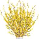 DULRLLY 6Pcs Artificial Forsythia Flower Branches 39 Inch Faux Yellow Jasmine Cherry Blossom Flowers Long Stems Silk Winter Spring Forsythia Flowers Bush for Floral Arrangement Wedding Home Decor