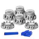 33mm Axle Cover Chrome Dome Combo Kit Thread-On Lug Nut Covers with 2 Front and 4 Rear Axle Wheel Covers Removable Hub Caps for Semi Truck (Installation Tool Included)