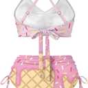 Womens High Waisted Bikini Sets Crisscross Back 2 Piece Swimsuit Tummy Control Swim Suit (Pink, XL)