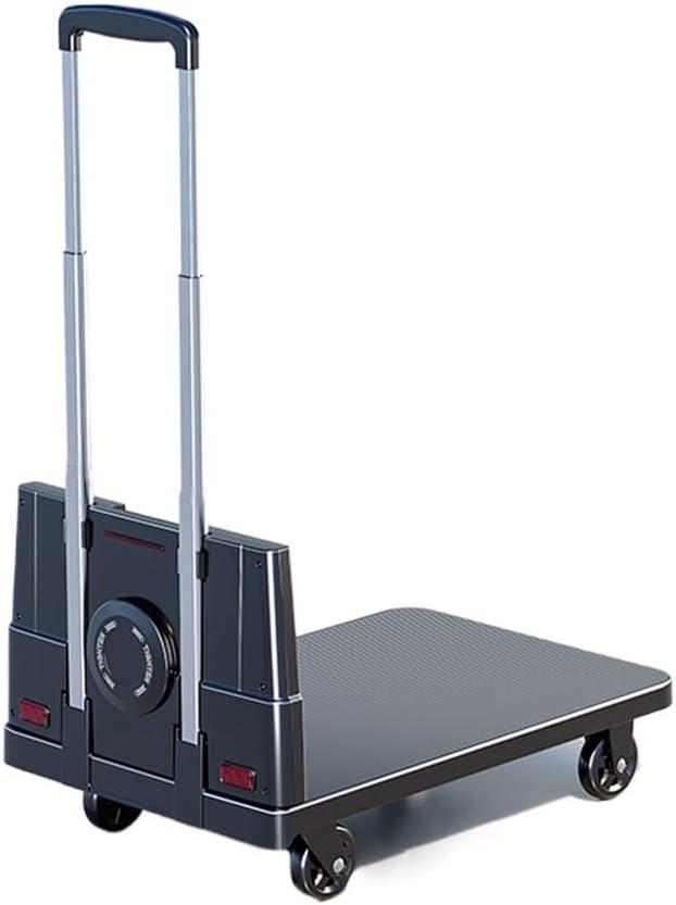 Platform Truck Household Transport Flatbed Trolley Cargo Trailer Foldable Portable Vehicle Heavy Object Handcart to Pick Up Express Delivery(Black,Small)