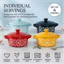 Goaste 4 Pack Porcelain Ramekins with Lids, 7 OZ Mini Casserole Dish with Handles, Round Ceramic Cocotte Bowl Set, Individual Small Baking Dish for Souffle, Creme Brulee, Lava Cake, Soup (4 Colors)