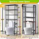 Mlinavn Over-The-Toilet Storage Rack, 4-Tier Bathroom Organizer Shelf Over Toilet with Adjustable Shelf and Basket, Freestanding Space Saver Bathroom Shelves Above Toilet for Room (Black), Large