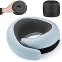 Travel Pillow, 100% Pure Memory Foam Neck Pillow for Airplanes, Comfortable Breathable Cover, Travel Essentials for Plane, Car, Train and Home, Blue (Medium)