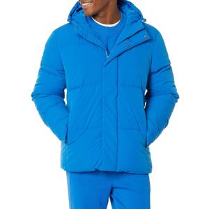 Amazon Essentials Mens Mid-Length Hooded Puffer Coat (4X-Large Big, Bright Blue)