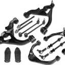 Frenzybro14pcs Front Upper Lower Control Arms Front Sway Bar Tie Rod End Link Rear Stabilizer Bar Link Rack Pinion Boot Left Right Side Suspension Kit Replacement for 2009-2012 Dodge Ram 1500-4WD
