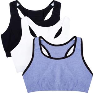 Fruit of the Loom Women's Built Up Tank Style Sports Bra Fashion Colors (34, Blue Gem Heather With Black/White/Black Hue)