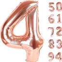 Rose Gold 4 Balloon, Number Balloons 40 Inch, 4th Birthday Decorations for Girls Boys, Four Large Numbers for Party Decor, Number 4 Balloon