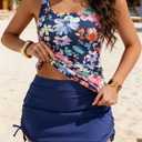 B2prity Tankini Swimsuit for Women Slimming Tummy Control Two Piece Bathing Suit Drawstring Swimwear Tank Top with Skirt, Size: XL