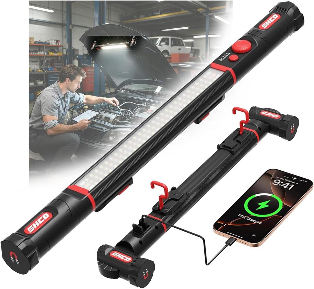 YouTeMei Under Hood Work Light Bar, Ultra Long Size Magnetic Work Light with 5200mAh Backup Charger, 3220LM, Hands-Free Garage Light for Mechanics, Emergency, Vehicle Inspection
