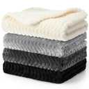 Frienda 4 Pcs Baby Fuzzy Blanket Fluffy Baby Blanket for Boys Girls Soft Warm Infant Newborn Toddler Receiving Nursery Bed Supplies, 32 x 24 Inch (Gray Black Color)