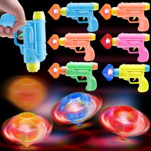 6-Pack Easter Light-Up Spinning Tops & Launcher Toys with 5 Colors, Easter Basket Stuffers for Kids Teens Glow-in-Dark Battle Toys Boys Easter Gifts & Basket Essentials, Egg Hunt School Party Prizes