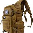 BARRERA warriors- 25l Tactical Backpack -Military Gear- Small travel Backpack Men-Molle Backpack- tactical laptop bag - outdoor backpack - Small assault pack (Brown 25l)