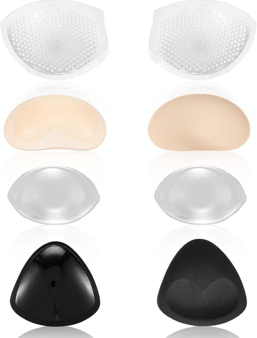 SATINIOR 4 Pairs Silicone Bra Inserts Breast Enhancers Add 2 Cups Breathable Non Slip Waterproof Push up Pads Reusable Bra Padding for Sports Bikini Swimsuits Dress Women Girls