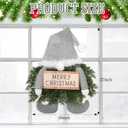 Christmas Lighted Wreath Gnome Xmas Gnome Door Wreath Artificial Santa Xmas Hanging Sign for Door Window Wall Decorations Farmhouse Christmas Home Decor(Silver)