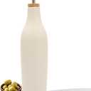 HOMCDALY Ceramic Olive Oil Dispenser for Kitchen, Stoneware 16oz Oil and Vinegar Bottles Dispenser, Kitchen Dispenser Bottle for EVOO Vinegar Syrups, Modern Farmhouse Design(W)