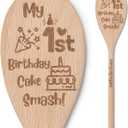 First Birthday Photoshoot Props Smash Cake Spoon Keepsak 1 Year Old Birthday Decoration Cake Smash Props 1st Photo for Baby Boy Girl Decor, Engraved Wood Spoon 10x2 in