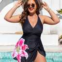 Blooming Jelly Women Plus Size Swimsuit One Piece Swim Dress Tummy Control Bathing Suits Criss Cross Modest Swimwear (Black, XL)