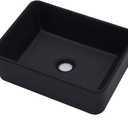 Kichae 16"x12" Vessel Sink Rectangle - Modern Above Matte Black Porcelain Ceramic Bathroom Vessel Vanity Sink Bowl Art Basin