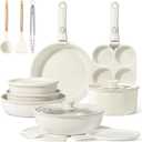 GiPP Ceramic Pots and Pans Set Non Stick, Nonstick Detachable Handle Cookware Sets, Healthy Non Toxic PFAS PFOA & PTFE Free, Dishwasher Oven Safe, Induction Kitchen Pot and Pan, 21 Piece Cream, 21PCS-Standard
