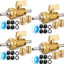 Hicarer Expandable Garden Hose Repair Kit with Shut Off Valve, 4 Set Heavy Duty Brass Telescopic Hose Adapter Fittings for Retractable Water Hoses with 3/4'' Rubber Gaskets
