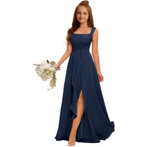 MRHUSH Junior Bridesmaid Dresses Chiffon Flower Girl Dress Side Silt Prom Dresses for Teen Girls Formal Dress A Line (12)