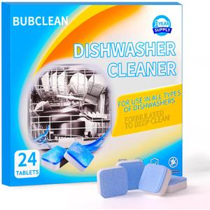 2 x 24 Pack BUBCLEAN Dishwasher CleanerDeodorizer Tablets, Deep Cleaning Descaler for Dishwasher, Natural Odor, Limescale, Grease, Calcium  Smell Remover, Septic Safe with Lemon Scent - 12 Month Supply