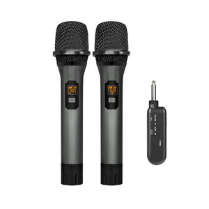 Wireless Microphone, UHF Cordless Dual Handheld Dynamic Mic Set with Rechargeable Receiver, for Karaoke Party, Voice Amplifier, PA System, Singing Machine, Church, Wedding, Meeting, 200ft (WM-2)
