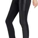 Faux Leather Leggings for Women Pleather Pant Elastic Mid-Waisted Stretchy Patch Zip Tights (Black, XL)