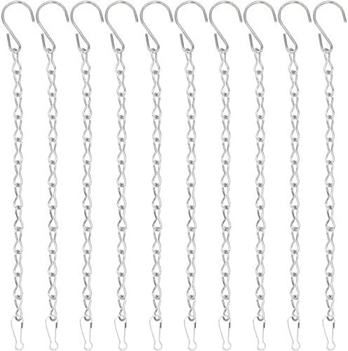 YINGFENG 10 Pack 9.5 Inch Silver Hanging Chains for Hanging Bird Feeders, Bird Houses, Planters, Baskets, Birdbaths, Lanterns, Wind Chimes, Billboards, Signs and Ornaments