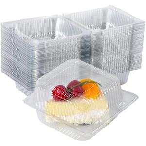 Hewnda 50 Pack 4 x 4 Inch Clamshell Takeout Tray,Clear Hinged Plastic Containers,Clamshell Food Containers, Burgers,Sandwich, Cookies Take-Out Container