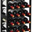 VASMIA Wine Rack Freestanding Floor, 6 Tier Bamboo Wine Storage Shelves with Table Top, 24-Botttle Wine Rack Shelf for Kitchen Bar Dining Room Living Room, Rustic Brown and Black