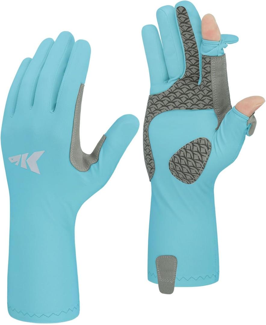 KastKing Sol Armis Pro UPF50+ Fishing Gloves-Quick-Dry, Full Finger & 3/4 Fingerless Sun Protection Gloves Men Women for Outdoor (XX-Large)