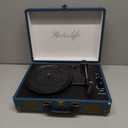 Vinyl Record Player 3-Speed Bluetooth Suitcase Portable Belt-Driven Record Player with Built-in Speakers RCA Line Out AUX in Headphone Jack Vintage Turntable Coral Blue