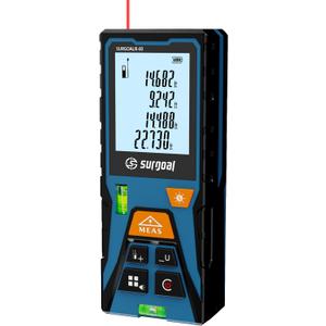 Laser Distance Meter 196ft  Digital Laser Measuring Tool with LCD Backlit Display, Area Volume Pythagorean, 2mm Accuracy, Class II, Electronic Tape Measure for DIY Construction  AAA Battery Powered